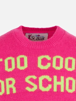 Rundhalspullover für Mädchen mit „Too Cool for School“-Aufdruck