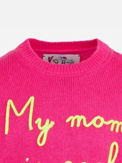 Rundhalspullover für Mädchen mit „My Mom is Cool“-Stickerei