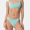 Salbeigrüner klassischer Lurex-Crinkle-Bikini für Damen Naima Elise