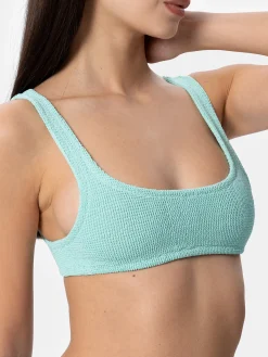 Salbeigrüner klassischer Lurex-Crinkle-Bikini für Damen Naima Elise