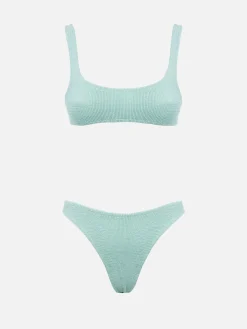 Salbeigrüner klassischer Lurex-Crinkle-Bikini für Damen Naima Elise