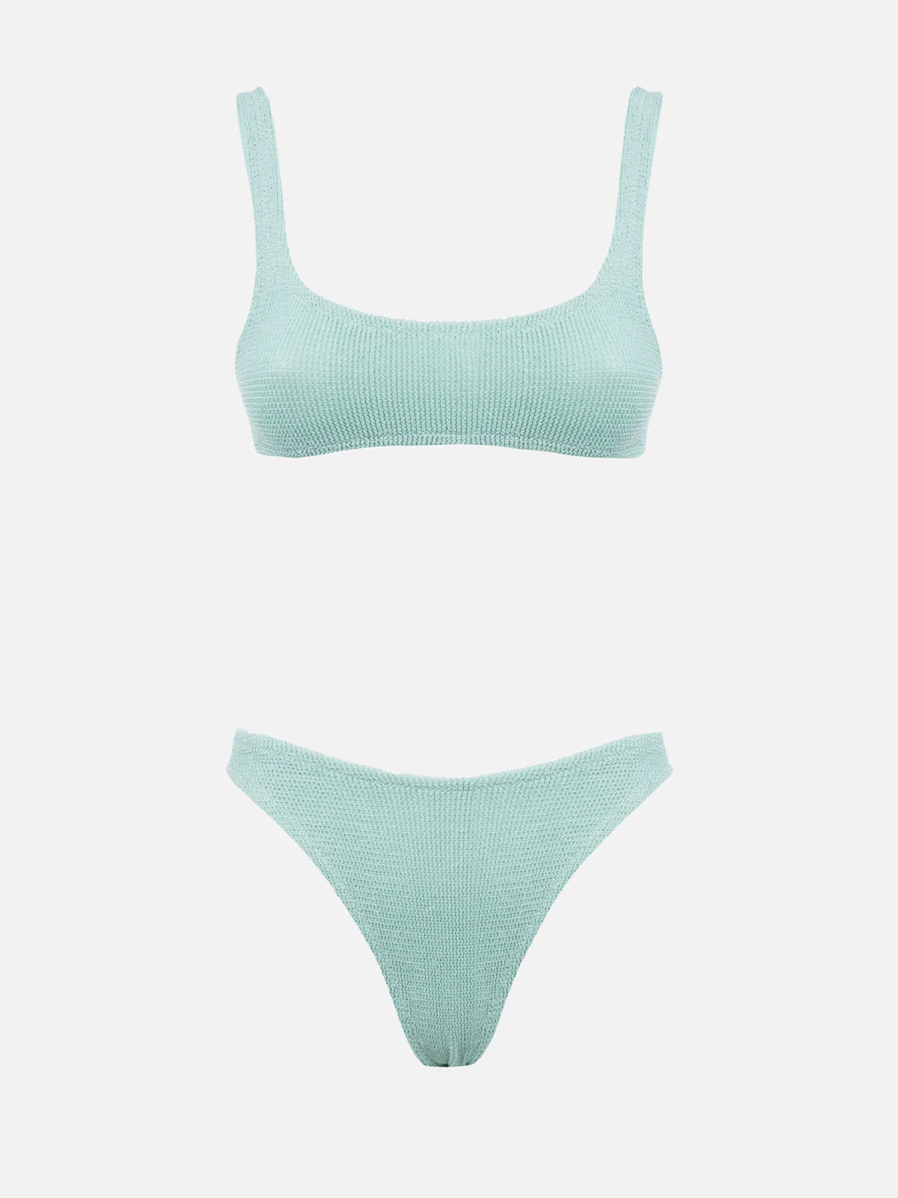 Salbeigrüner klassischer Lurex-Crinkle-Bikini für Damen Naima Elise