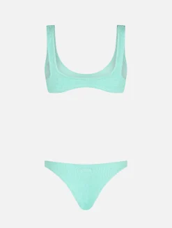 Salbeigrüner, winziger Crinkle-Bikini für Damen von Pamy Naomi