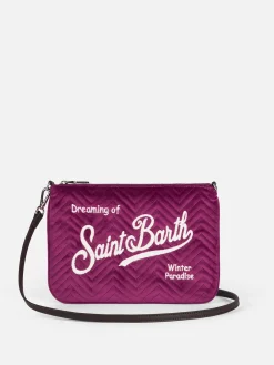 Samtstepp-Umhängetasche Parisienne Clutch aus Sherpa in Fuchsia