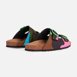 Sandalen mit mehrfarbigem Fluo-Camouflage-Print