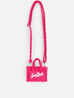 Schlüsselhalter aus fuchsiafarbenem Frottee mit Prägung