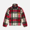 Schottenkarierte Sherpa-Jacke für Kinder mit St. Barth Bob Club-Stickerei