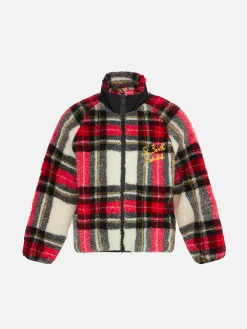 Schottenkarierte Sherpa-Jacke für Kinder mit St. Barth Bob Club-Stickerei