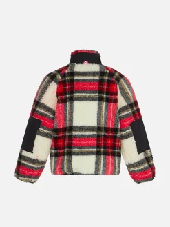 Schottenkarierte Sherpa-Jacke für Kinder mit St. Barth Bob Club-Stickerei