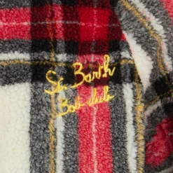 Schottenkarierte Sherpa-Jacke für Kinder mit St. Barth Bob Club-Stickerei