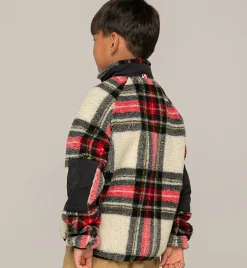 Schottenkarierte Sherpa-Jacke für Kinder mit St. Barth Bob Club-Stickerei