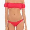 Schulterfreier roter Bikini