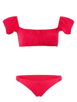 Schulterfreier roter Bikini