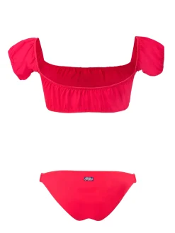 Schulterfreier roter Bikini