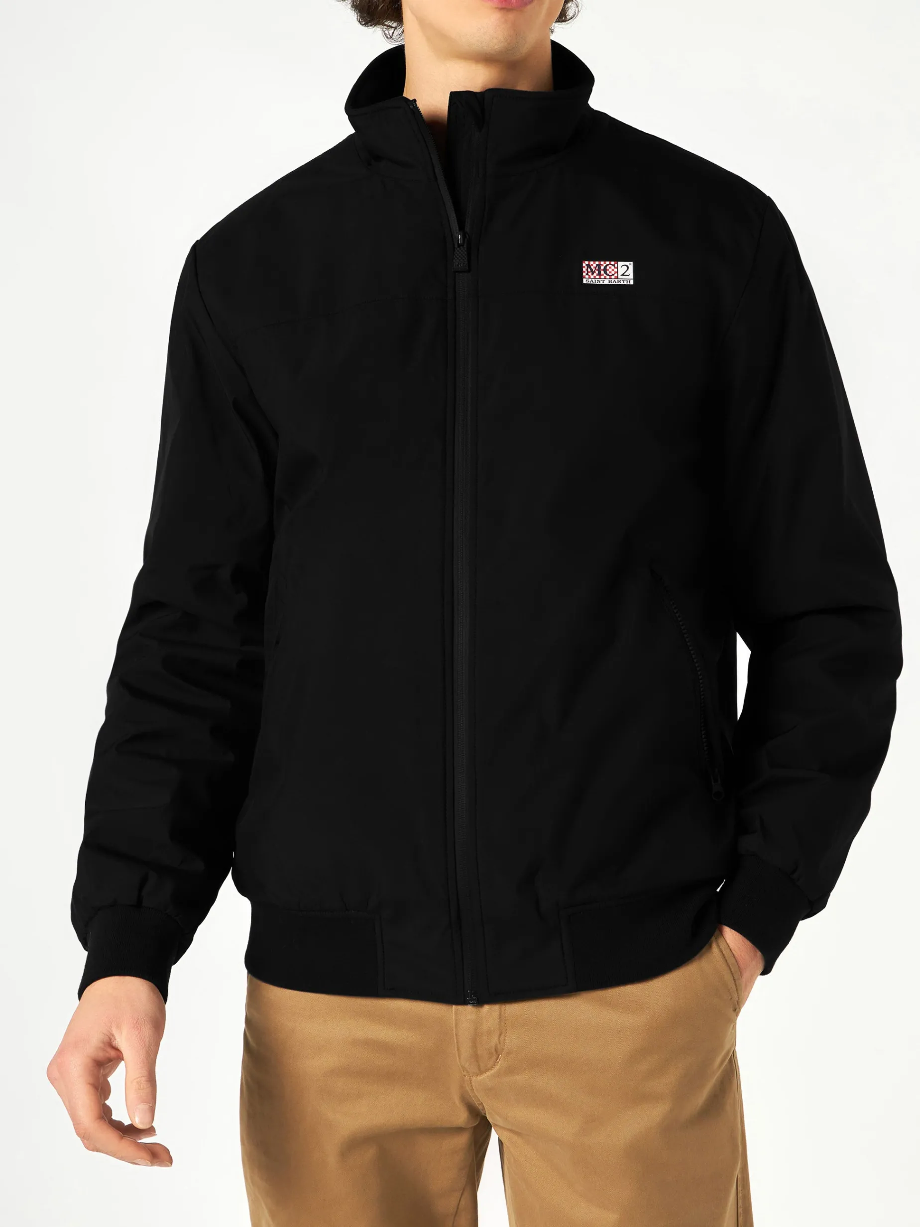 Schwarze Bomberjacke für Herren mit Fellfutter