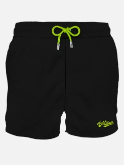 Schwarze Herren-Badeshorts mit Milan-Patch | MAILAND SONDERAUSGABE