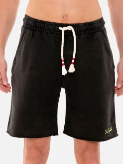 Schwarze Herren-Bermuda aus Baumwolle im verblassten Look