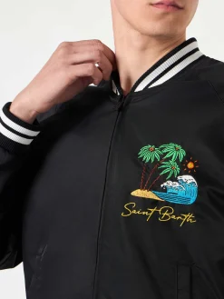 Schwarze Herrenjacke mit Saint-Barth-Insel-Stickerei