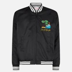 Schwarze Herrenjacke mit Saint-Barth-Insel-Stickerei