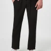 Schwarze Herren-Leinen-Calais-Hose mit Kordelzug