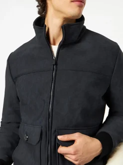 Schwarze Herren-Thermojacke in Mélange-Optik