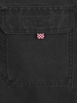 Schwarze klassische Badeshorts für Jungen Tender mit Piratenstickerei