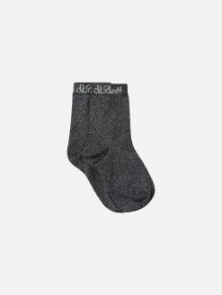 Schwarze Lurexsocken für Damen