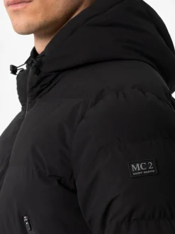 Schwarze Steppjacke mit Kapuze für Herren von Maier