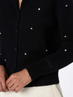 Schwarze Strickjacke Bellamy für Damen mit Strasssteinen