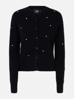 Schwarze Strickjacke Bellamy für Damen mit Strasssteinen