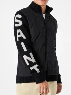 Schwarze wattierte Herrenjacke