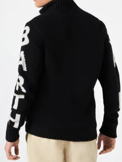 Schwarze wattierte Herrenjacke