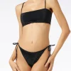 Schwarzer Bandeau-Bikini für Damen mit Strasssteinen