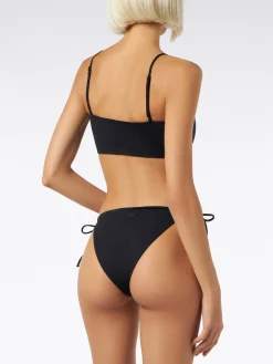 Schwarzer Bandeau-Bikini für Damen mit Strasssteinen