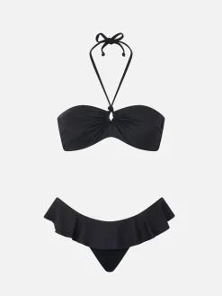 Schwarzer Bandeau-Bikini für Damen