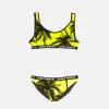 Schwarzer Bralette-Bikini für Mädchen mit Palmenprint