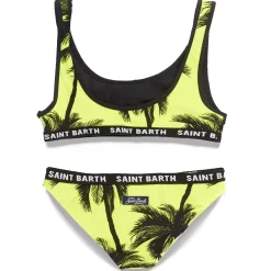 Schwarzer Bralette-Bikini für Mädchen mit Palmenprint
