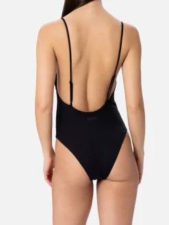 Schwarzer Damen-Badeanzug Cecille mit Strasssteinen
