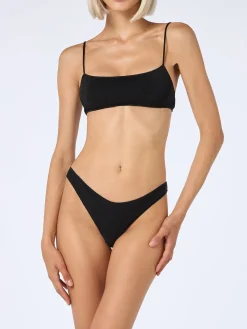 Schwarzer Damen-Bralette-Bikini aus Lurex Sadie Naomi