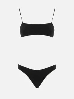 Schwarzer Damen-Bralette-Bikini aus Lurex Sadie Naomi