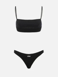 Schwarzer Damen-Bralette-Bikini aus Lurex Sadie Naomi