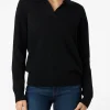 Schwarzer Damenpullover Eze mit Polokragen