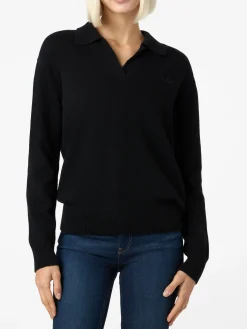 Schwarzer Damenpullover Eze mit Polokragen