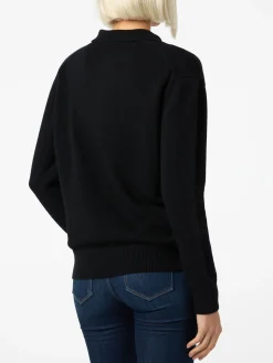 Schwarzer Damenpullover Eze mit Polokragen