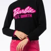 Schwarzer Damenpullover mit Rundhalsausschnitt und Barbie-Aufdruck | BARBIE-SONDEREDITION