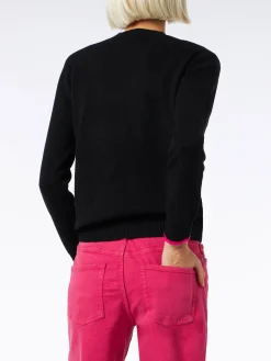 Schwarzer Damenpullover mit Rundhalsausschnitt und Barbie-Aufdruck | BARBIE-SONDEREDITION
