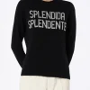 Schwarzer Damenpullover New Queen mit Splendida Splendente-Aufdruck