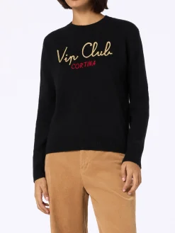 Schwarzer Damenpullover New Queen mit Stickerei Vip Club Cortina | VIP CLUB CORTINA SONDEREDITION
