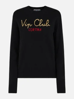 Schwarzer Damenpullover New Queen mit Stickerei Vip Club Cortina | VIP CLUB CORTINA SONDEREDITION