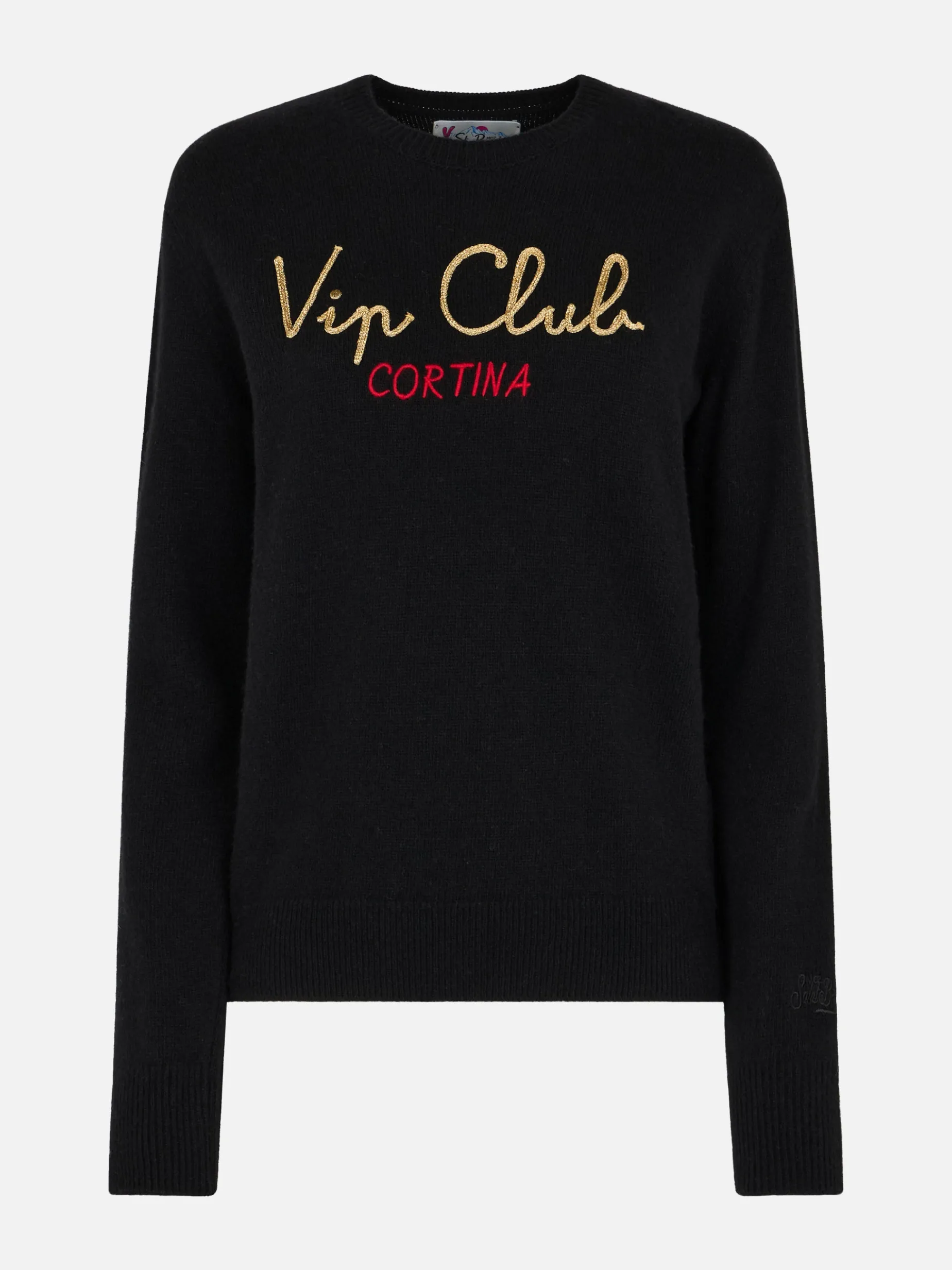 Schwarzer Damenpullover New Queen mit Stickerei Vip Club Cortina | VIP CLUB CORTINA SONDEREDITION